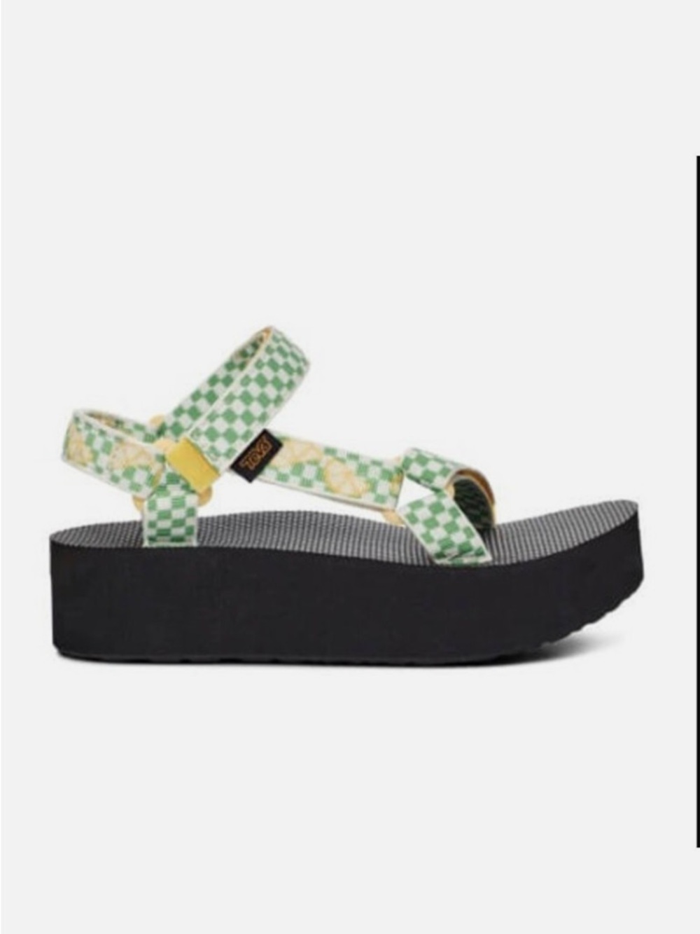Teva Platform Women's size 10 Lemon Checkered Strap Sandals. Excellent condition